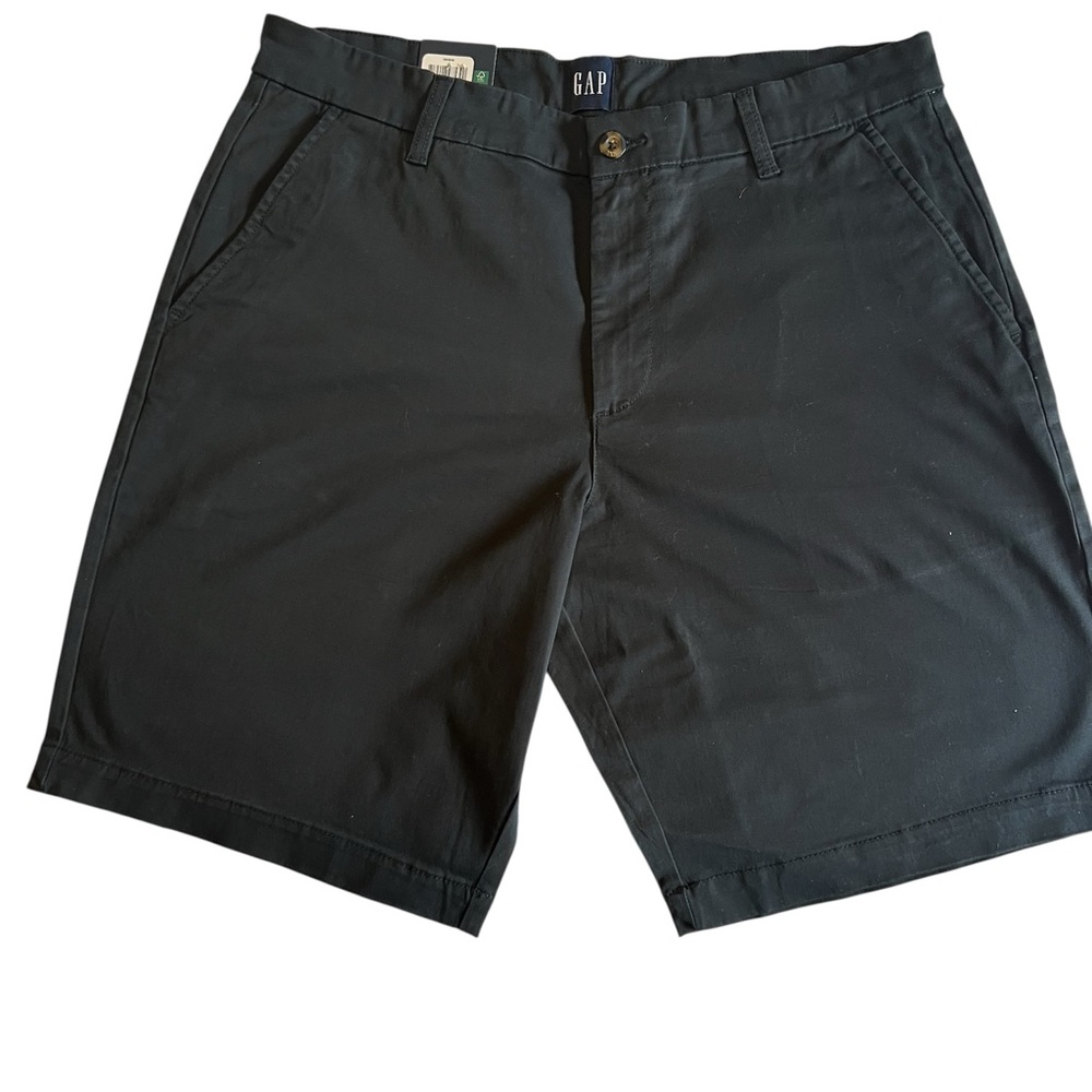 New, Gap Mens Size 34 Black Flat Front Casual Chino Golf Preppy Walking Shorts